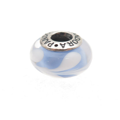 Pandora 925 Sterling Silver Murano Glass Slide Bead Charm