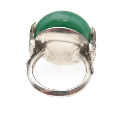925 Sterling Antique Real Agate & Rhinestone Ring Size 2.5 (missing 1 stone)