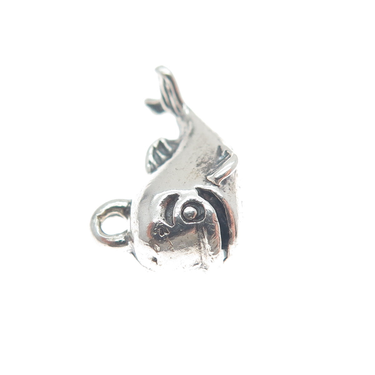 925 Sterling Silver Vintage Baby Whale Oxidized Minimalist 3D Charm Pendant