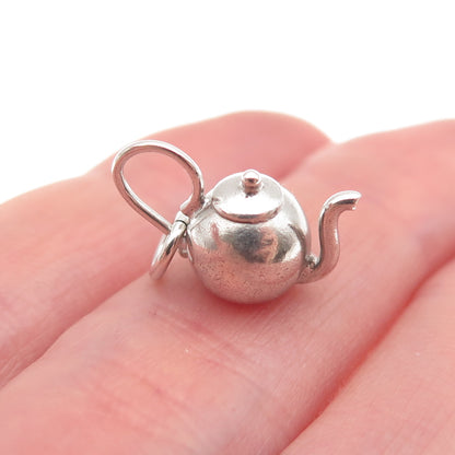 925 Sterling Silver Antique Art Deco Teapot 3D Mini Charm Pendant