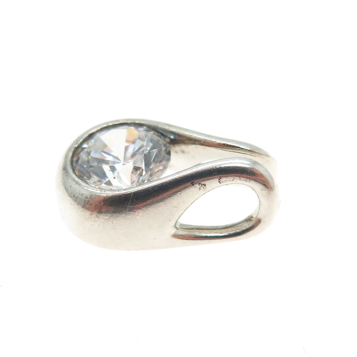 925 Sterling Silver Round-Cut Shaped C Z Slide Pendant