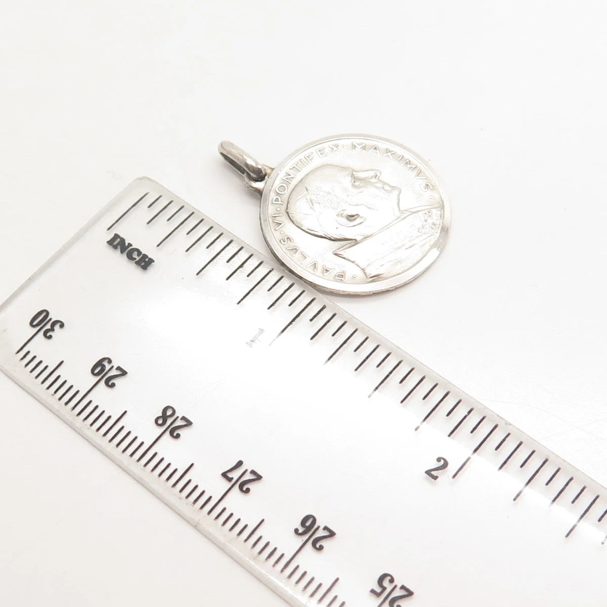 800 Silver Vintage Roma Pope Paulus VI Pontifex Max. Medal Pendant