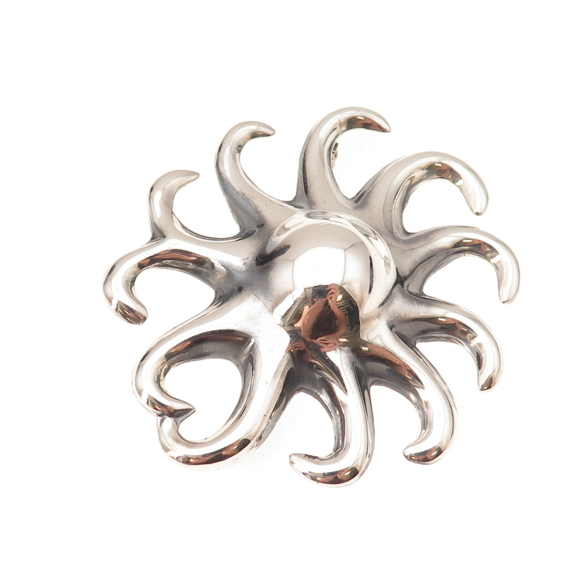 925 Sterling Silver Vintage Mexico Sun Oxidized Pin Brooch