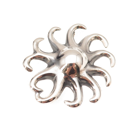 925 Sterling Silver Vintage Mexico Sun Oxidized Pin Brooch