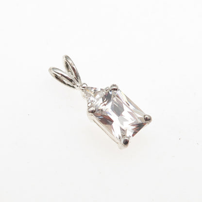 925 Sterling Silver Emerald & Triangle-Cut C Z Mini Charm Pendant