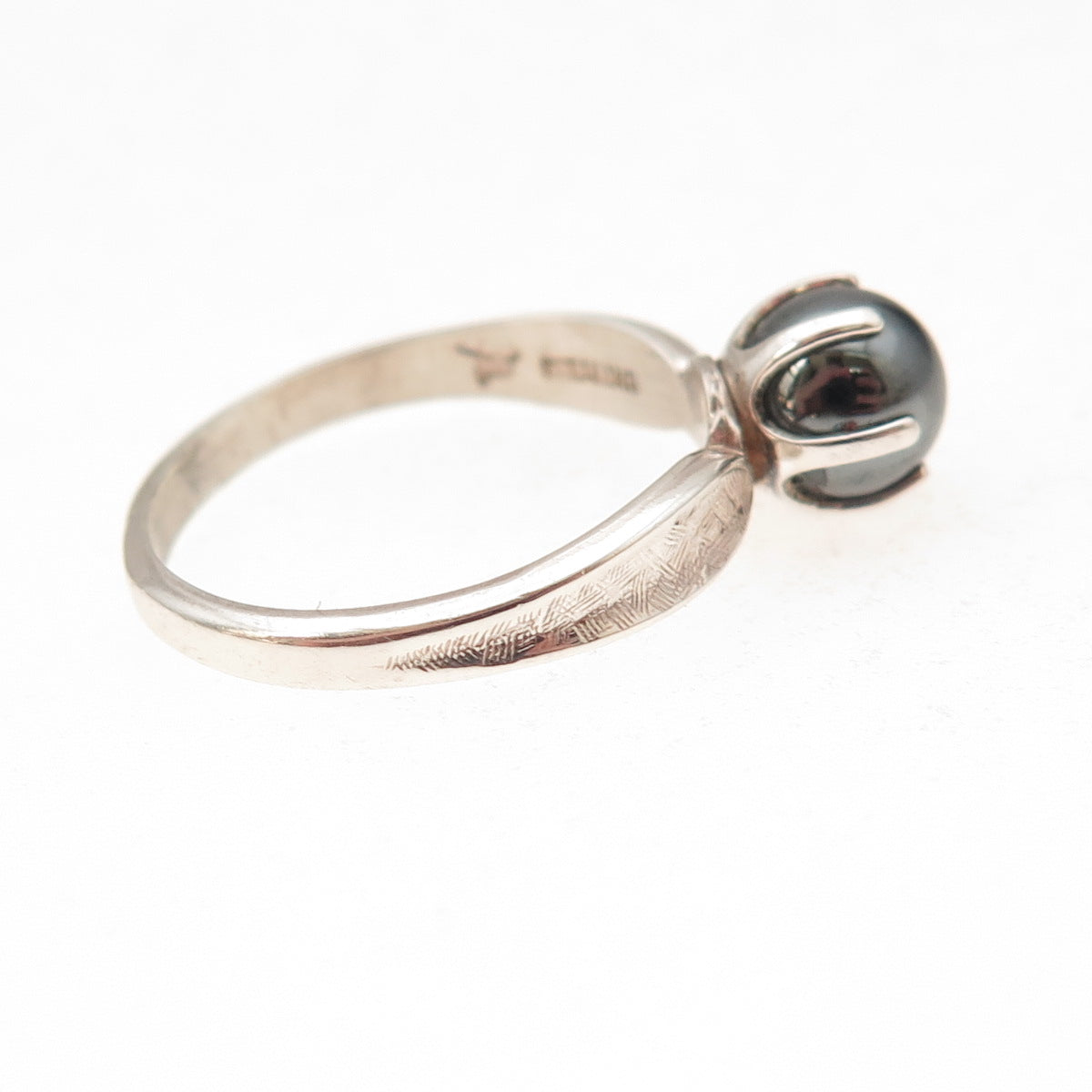 Bell Trading Post 925 Sterling Silver Vintage Real Hematite Oxidized Ring Size 8