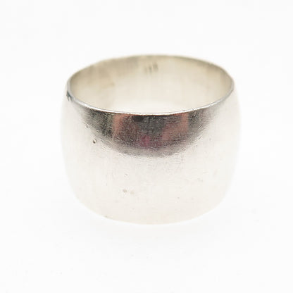 925 Sterling Silver Vintage Mexico Oxidized Wide Band Ring Size 7.5