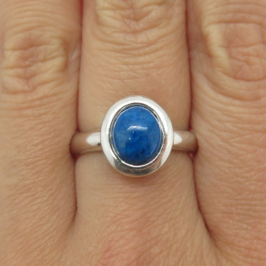 925 Sterling Silver Vintage Real Lapis Lazuli Gemstone Ring Size 8