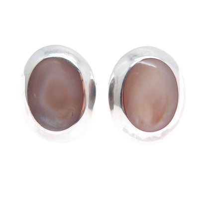 BOMA 925 Sterling Silver Vintage Real MOP Modernist Stud Earrings