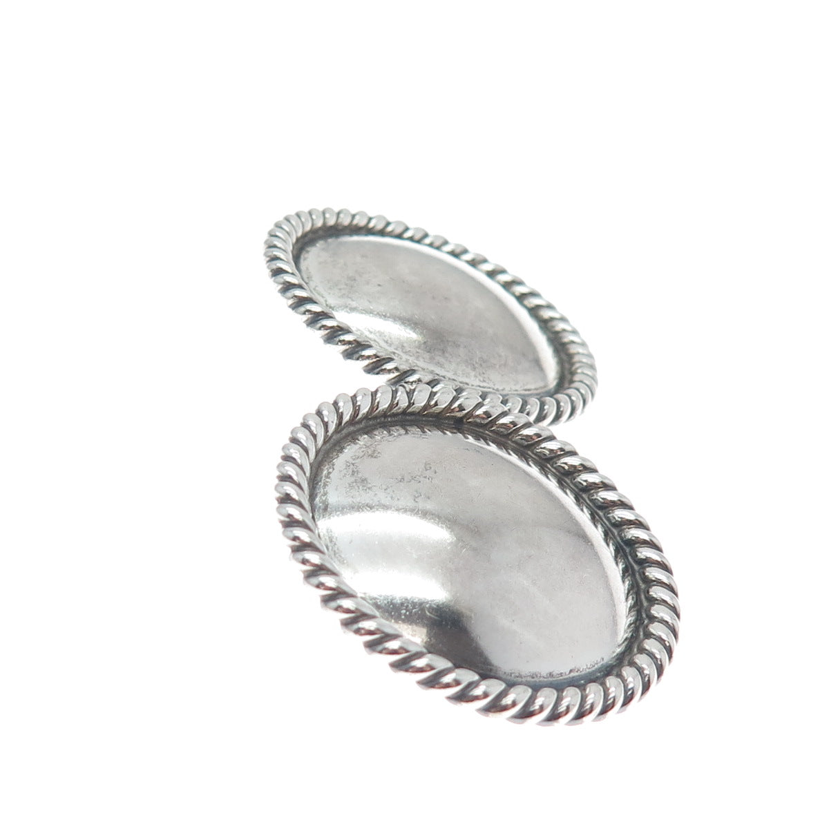 ELTON CADMAN Old Pawn 925 Sterling Silver Vintage Round Dome Oxidized Earrings