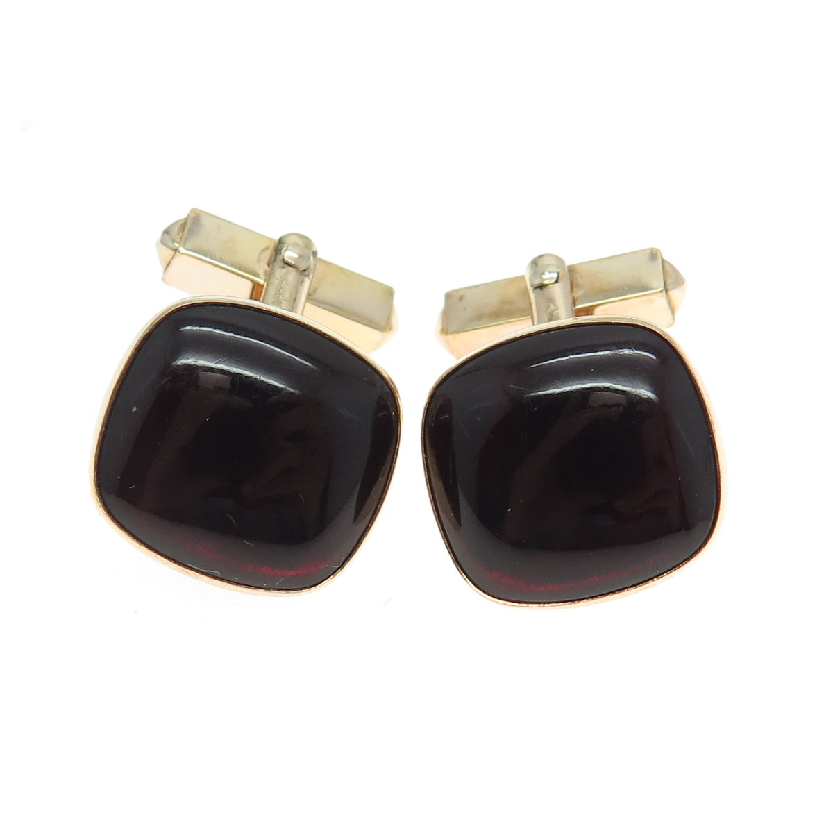 SWANK 1/40 10K Gold Filled Antique Red Glass Cufflinks