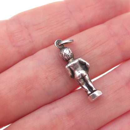 835 Silver Antique Art Deco Manneken Pis Oxidized 3D Charm Pendant