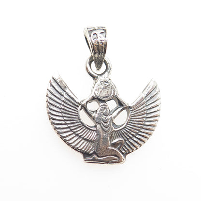 800 Silver Vintage Egypt Goddess Isis Pendant