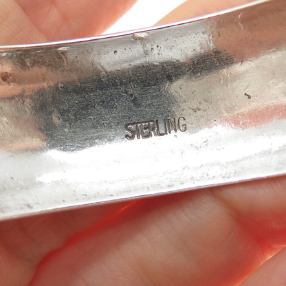 925 Sterling Silver Vintage Adjustable Wide Cuff Bracelet 6.25"