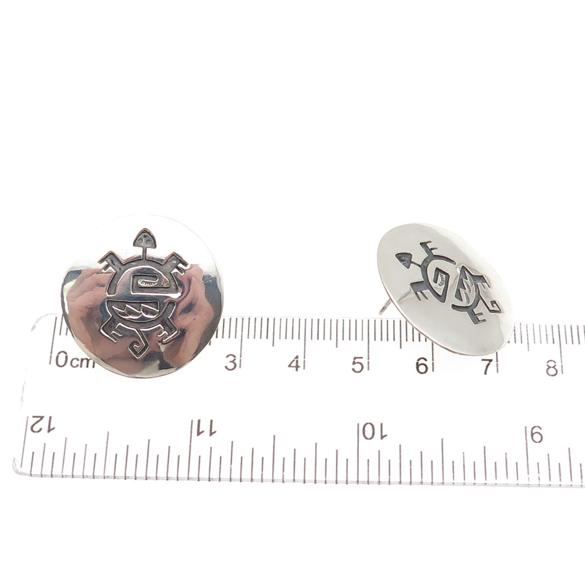Ted Wadsworth Hopi Old Pawn 925 Sterling Silver Vintage Turtle Tribal Earrings