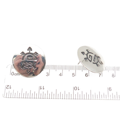 Ted Wadsworth Hopi Old Pawn 925 Sterling Silver Vintage Turtle Tribal Earrings