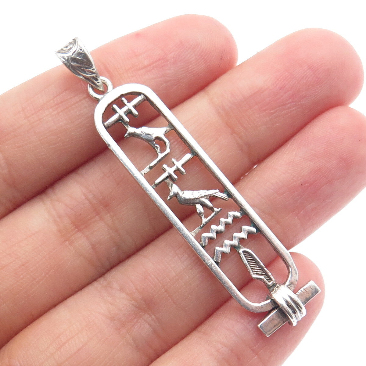925 Sterling Silver Vintage Egyptian Cartouche Pendant