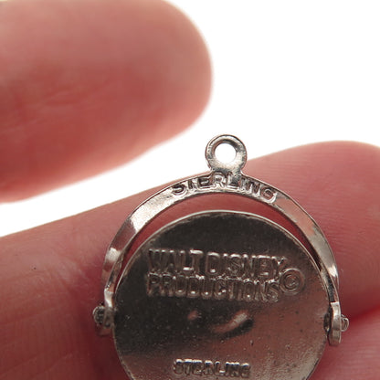 925 Sterling Silver Vintage Enamel Walt Disney World Spinner Charm Pendant