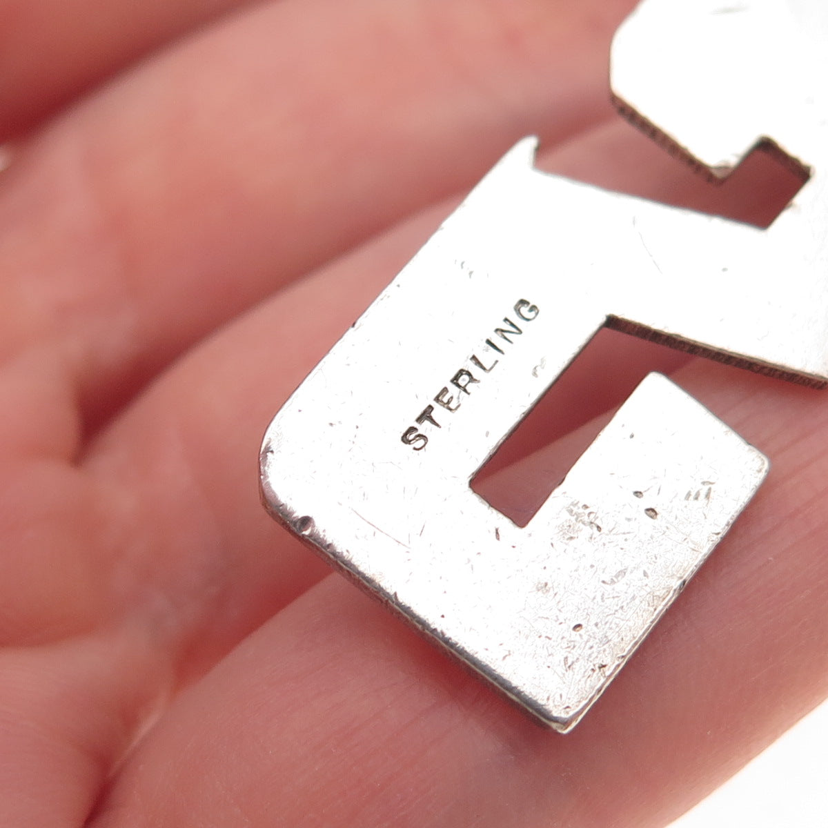 925 Sterling Silver Vintage Letter S Initial Fob Key Chain