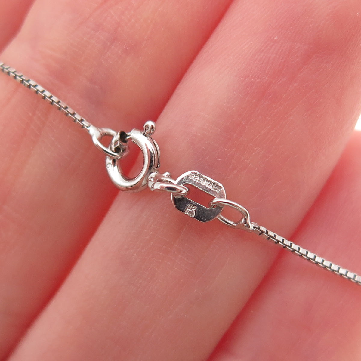 925 Sterling Silver Real Black & White Diamond Heart Box Chain Necklace 18"
