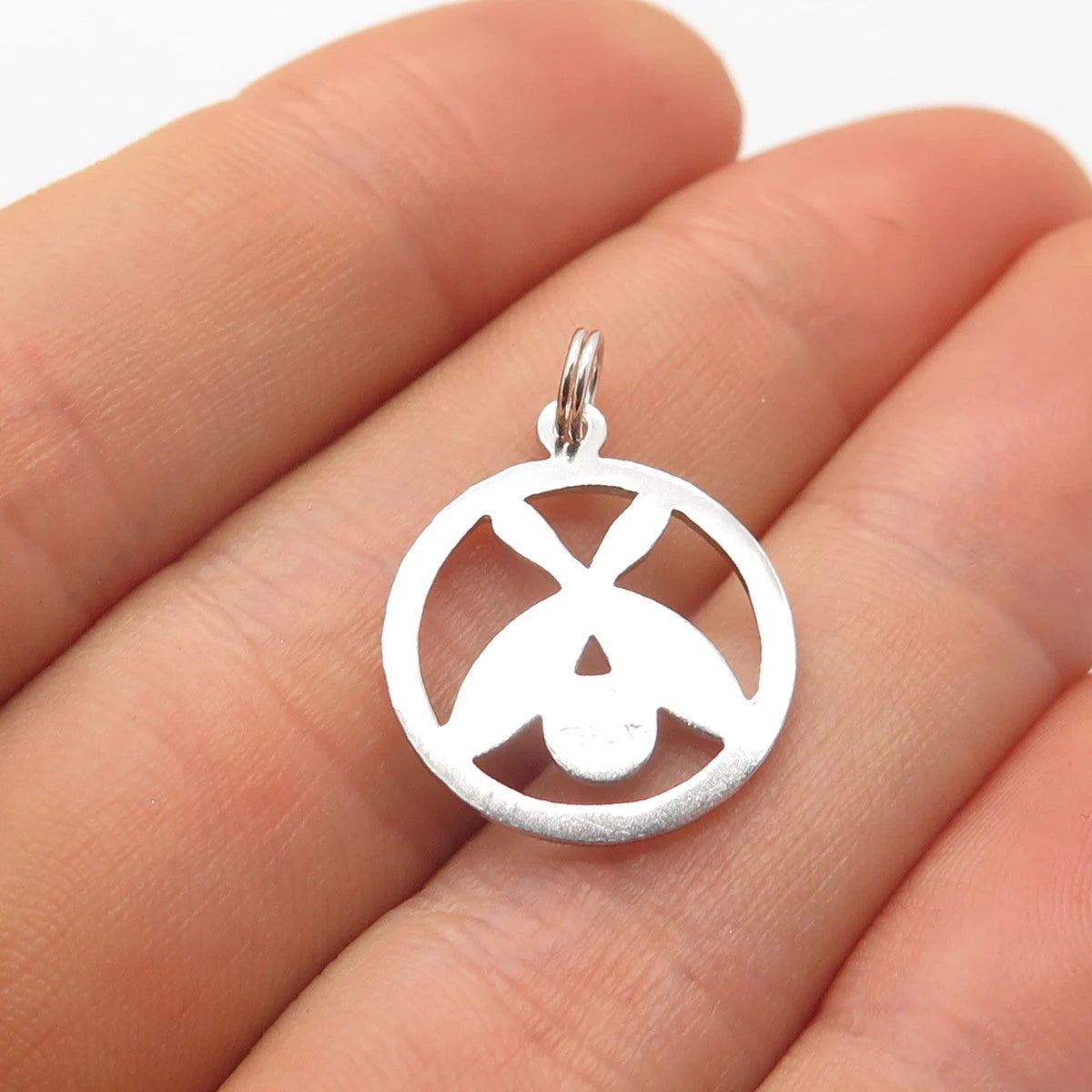 925 Sterling Silver Vintage Bowling For Good Luck Round Charm Pendant