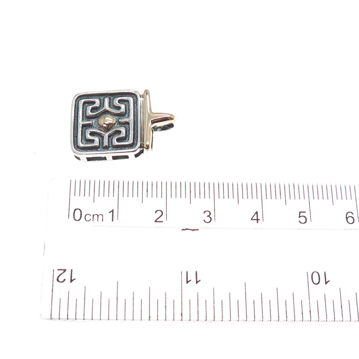 ROSS SIMONS 14K Gold & 925 Sterling Silver Vintage Modernist Mini Charm Pendant