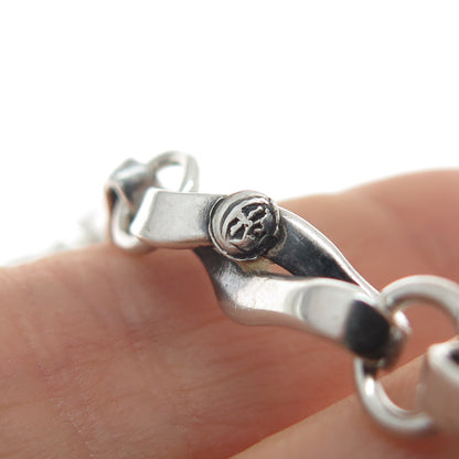 925 Sterling Silver Vintage Mexico Modernist Twisted Chain Oxidized Necklace 24"