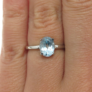 DAZZLERS 925 Sterling Silver Real Blue Topaz Gemstone Ring Size 6