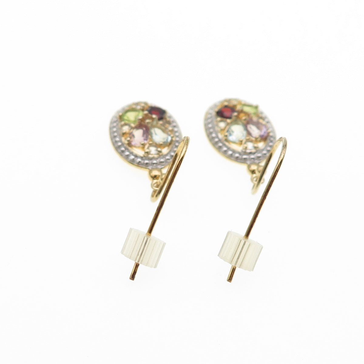 DEE BERKLE Sterling Silver Gold Plated Topaz Amethyst Garnet & Peridot Earrings