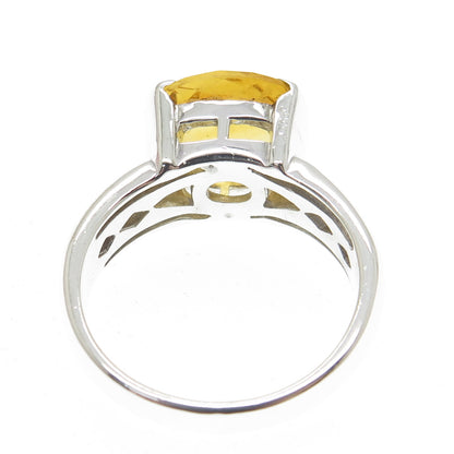 CHUCK CLEMENCY 925 Sterling Silver Vintage Cushion-Cut Citrine Ring Size 10.25