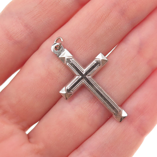 Vargas 925 Sterling Silver Antique Art Deco Cross Oxidized Charm Pendant