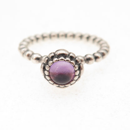 Pandora 925 Sterling Silver Real Amethyst February Birthday Blooms Ring Size 6