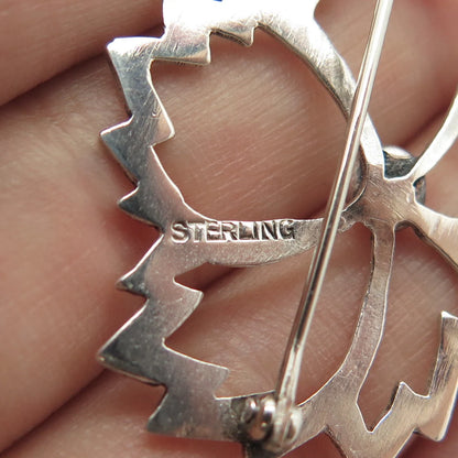 925 Sterling Silver Vintage Leaf Pin Brooch