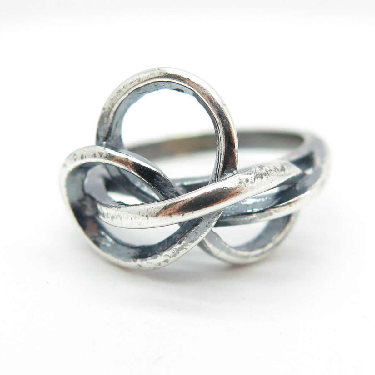 925 Sterling Silver Vintage Twisted Knot Oxidized Ring Size 5.75