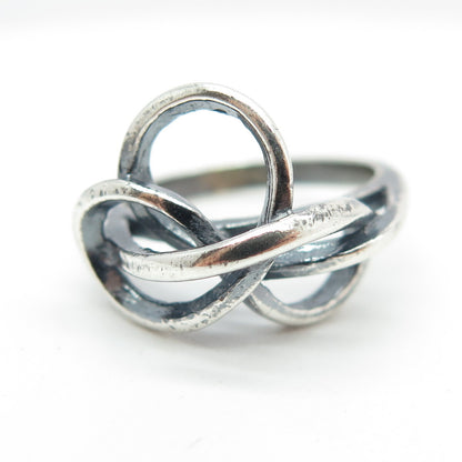 925 Sterling Silver Vintage Twisted Knot Oxidized Ring Size 5.75