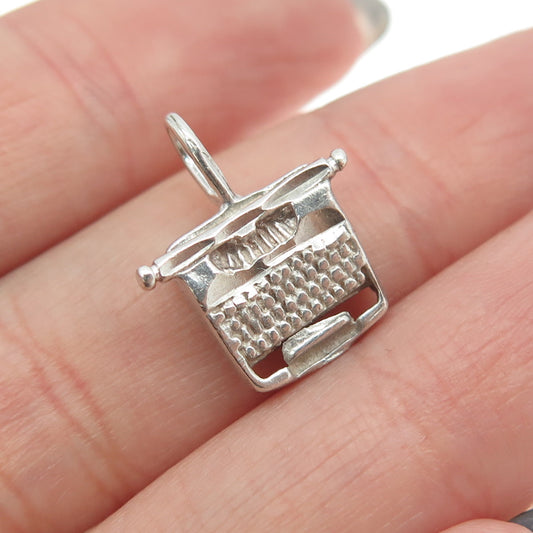 925 Sterling Silver Vintage Typewriter 3D Pendant