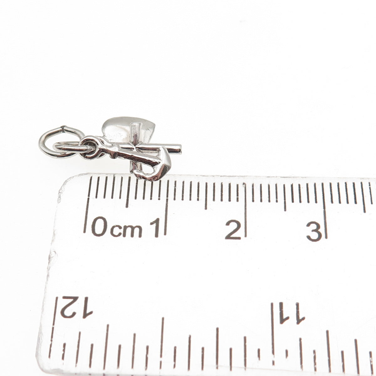 925 Sterling Silver Vintage Heart Cross Anchor Mini Charm Pendant
