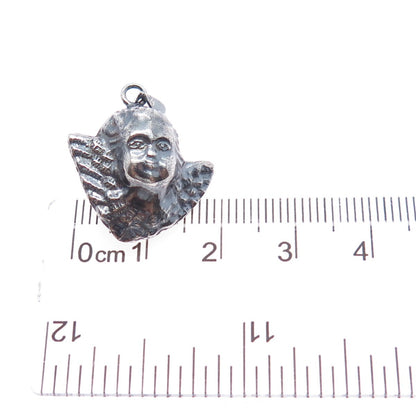 925 Sterling Silver Vintage Cherub Oxidized Minimalist Charm Pendant