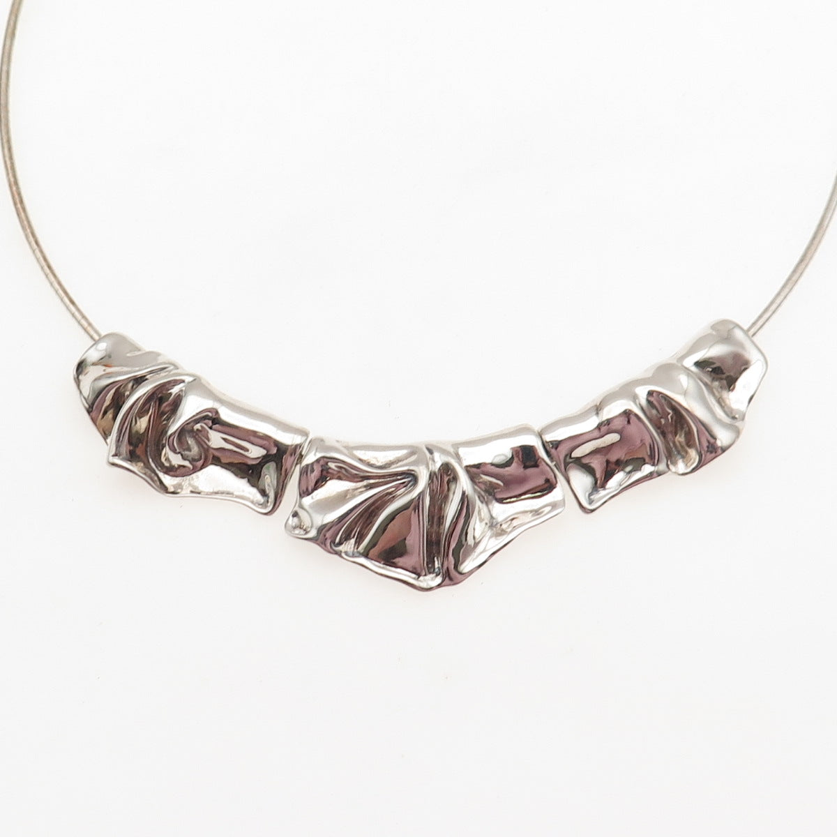 HAGIT GORALI 925 Sterling Silver Vintage Israel Modernist Chain Necklace 16-20"
