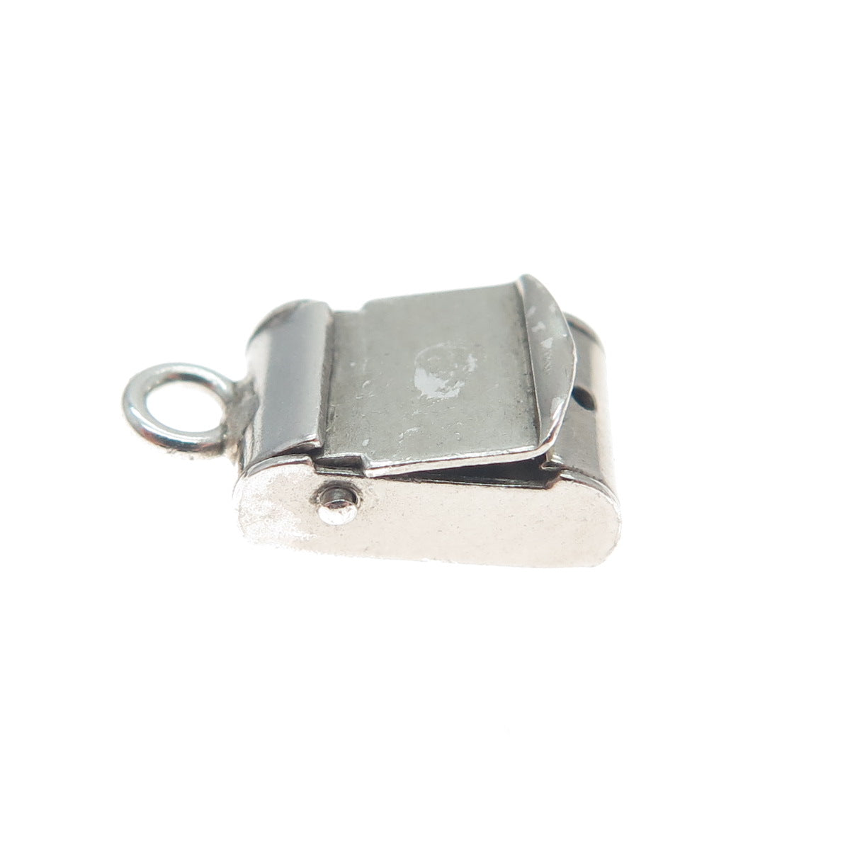925 Sterling Silver Antique Art Deco Mail Box Minimalist 3D Charm Pendant