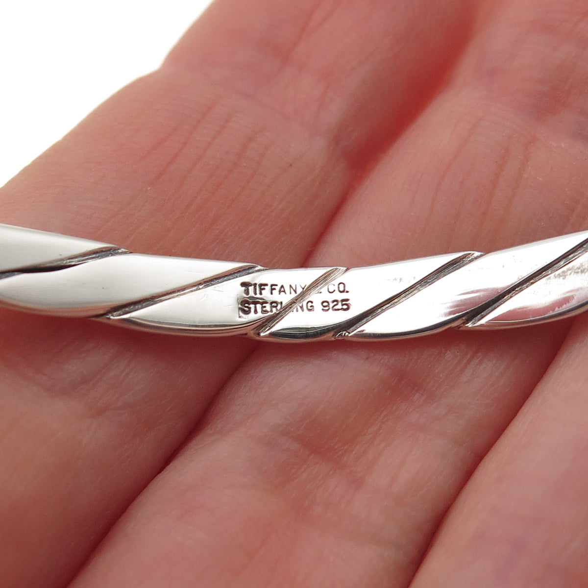 Tiffany & Co. 925 Sterling Silver Antique Art Deco Twisted Bangle Bracelet 8"