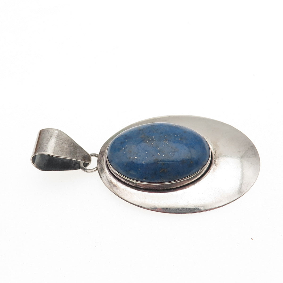 SUNWEST Old Pawn 925 Sterling Silver Vintage Southwestern Lapis Crescent Pendant