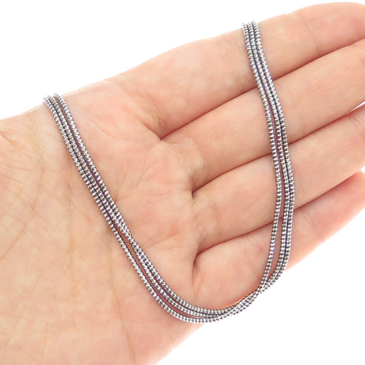 925 Sterling Silver Vintage Modernist 3-Strand Braided Chain Necklace 18"