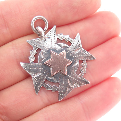 J & R Griffin Sterling Silver 2-Tone Antique 1917 Chester Cross Medal Pendant