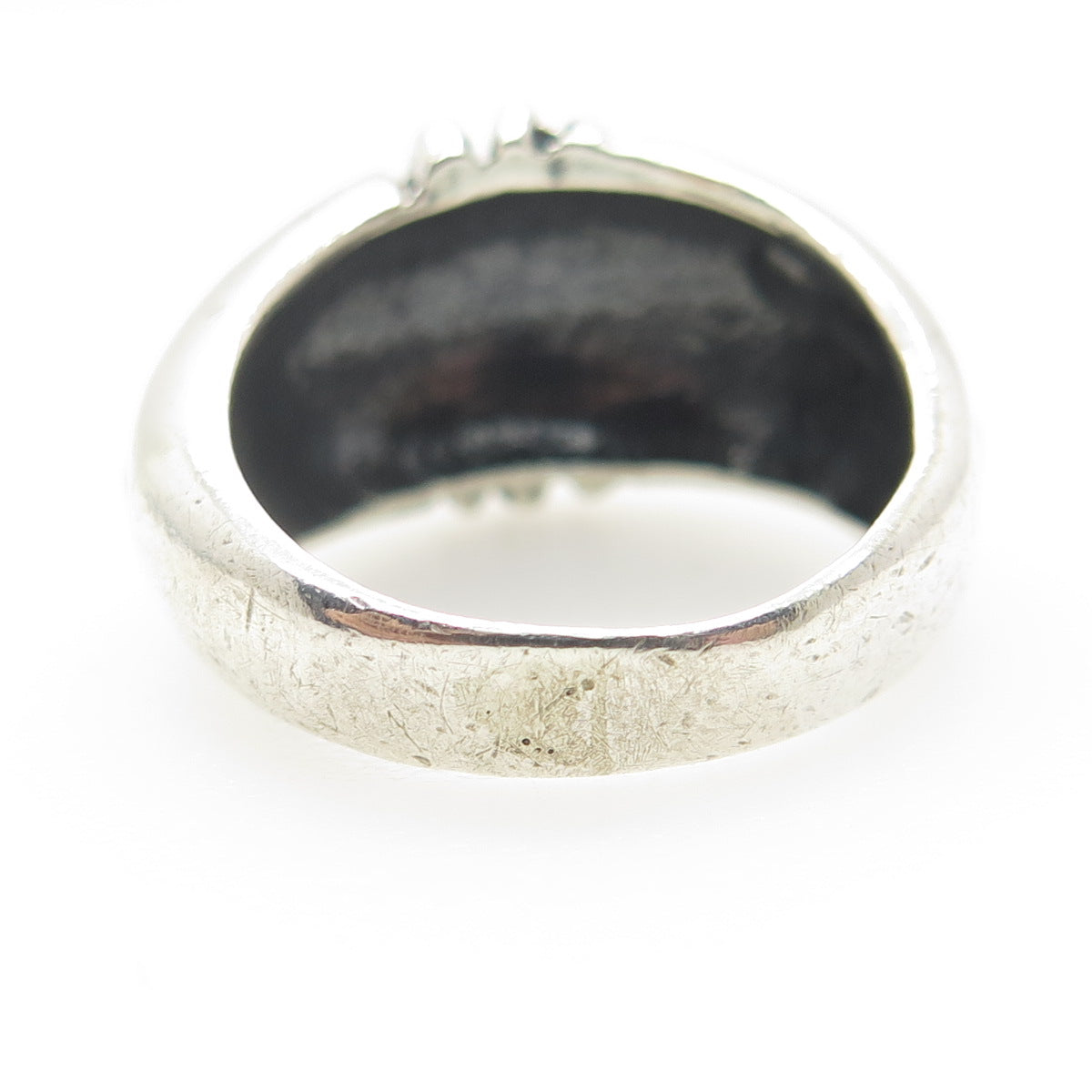 925 Sterling Silver Vintage Modernist Ribbed Ring Size 8.25