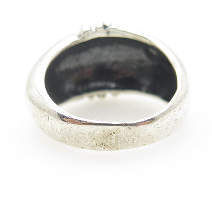 925 Sterling Silver Vintage Modernist Ribbed Ring Size 8.25