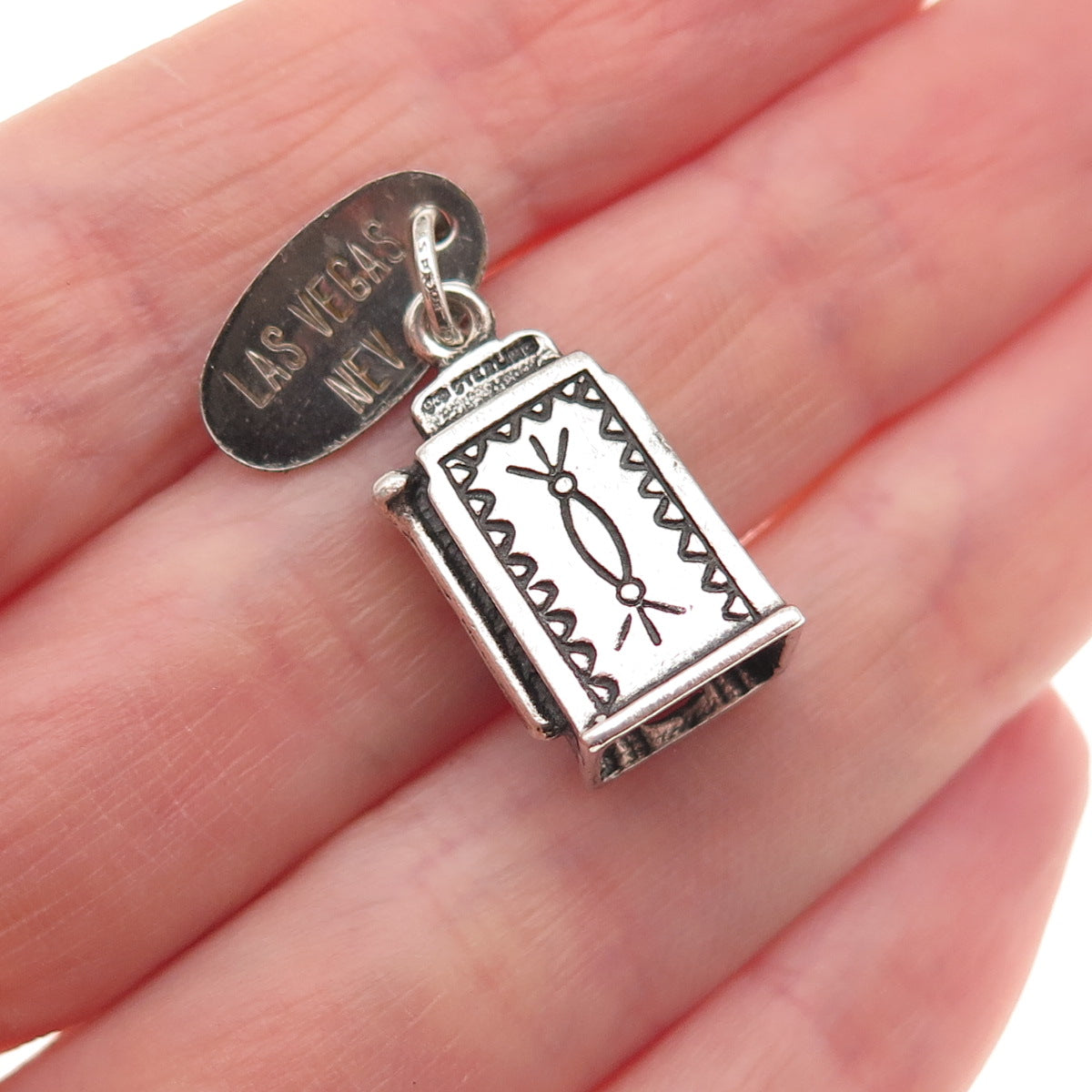 Maisels Indian Old Pawn 925 Sterling Vintage Slot Machine Casino 3D Mini Pendant