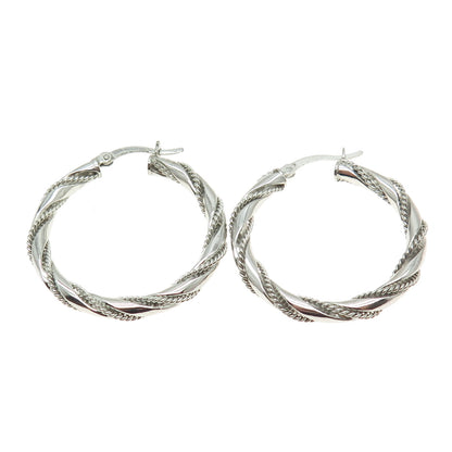 HAN 925 Sterling Silver Twisted Rope Hoop Earrings