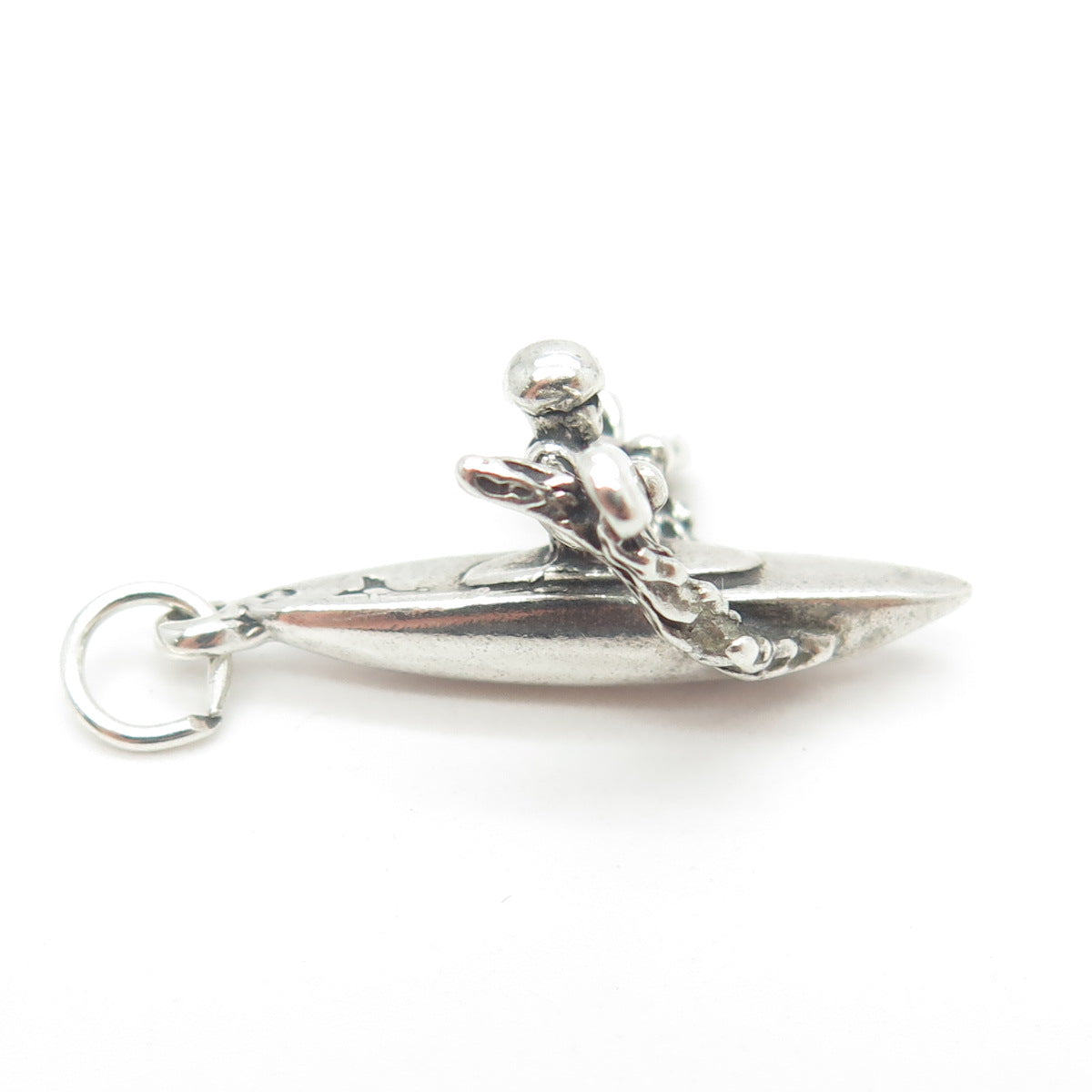 SUN WEST 925 Sterling Silver Vintage Kayak Rafting 3D Pendant