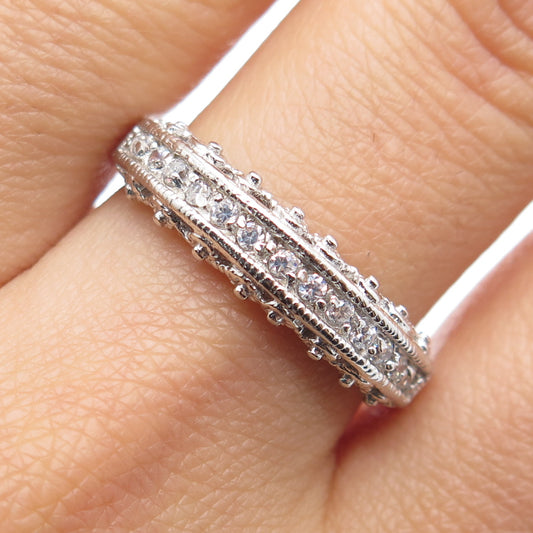 925 Sterling Silver Round-Cut C Z Half Eternity Band Ring Size 9.25